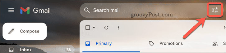 Gmail advanced search button