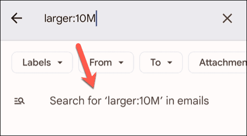 Begin a Gmail search on mobile