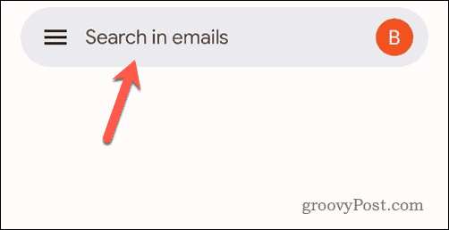 Tap the search bar in Gmail mobile