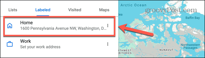 google maps saved home address