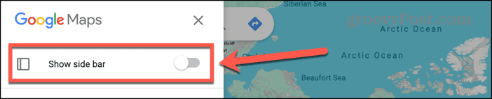 google maps show side bar