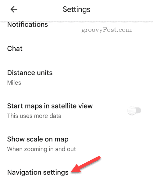 Open Google Maps mobile navigation settings