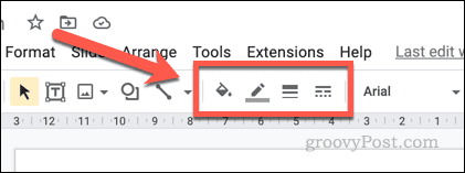 Table border and color options in Google Slides