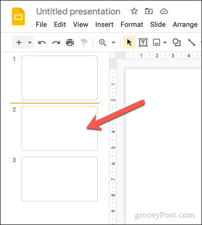 Selecting a slide in Google Slides