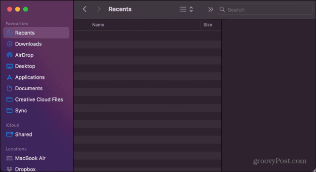 mac empty recents folder