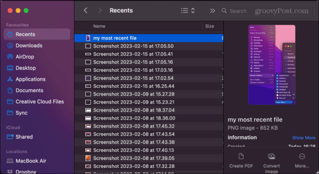 mac recents folder