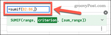 type a comma in google sheets