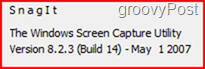 SNIP of SnagIt V8.2.3 ABOUT information