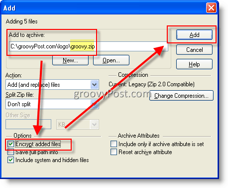 Encrypt files using WinZip AES