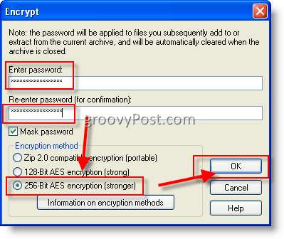 Encrypt files using WinZip AES