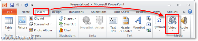 insert a video into PowerPoint 2010