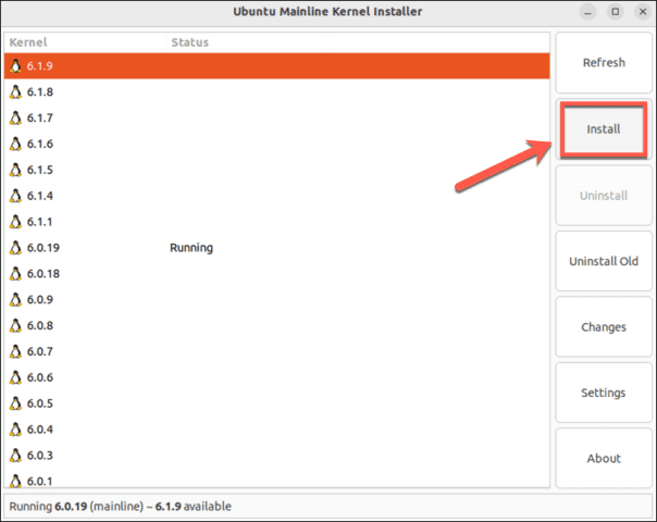 linux install updated kernel in mainline