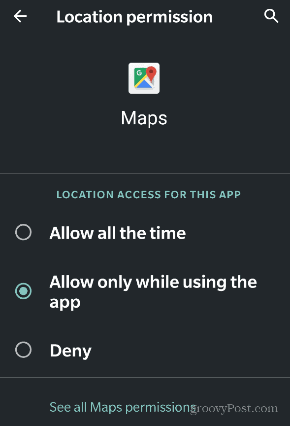 location settings maps android