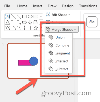 powerpoint merge shape options