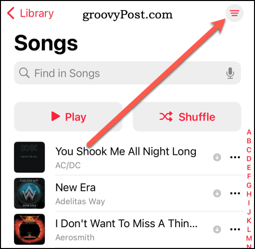 More Options icon in Apple Music library