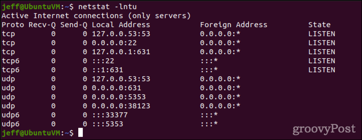 netstat -lntu output