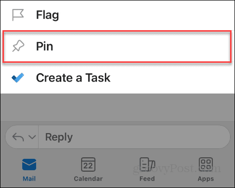 pin emails in outlook