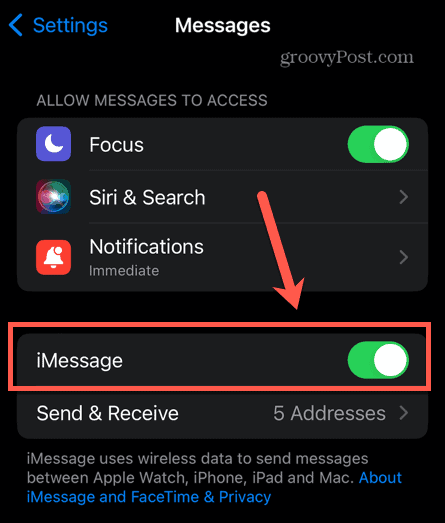 iphone turn on imessage