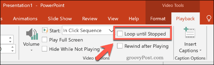 Looping a video in PowerPoint