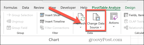 excel change data source