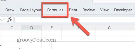 excel formulas menu