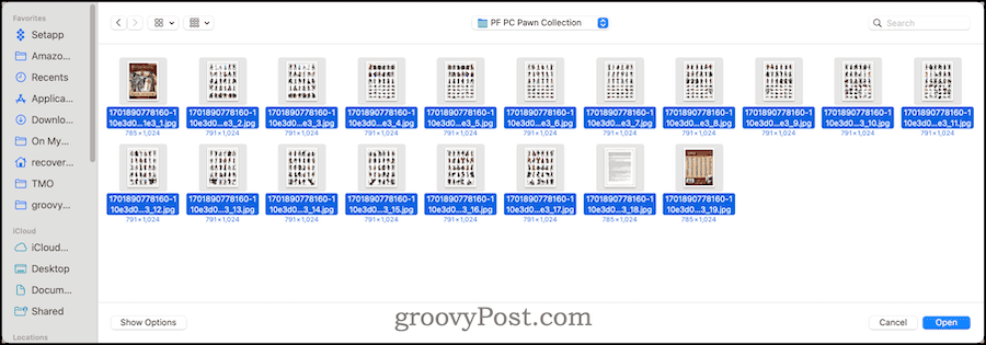 Select images to insert