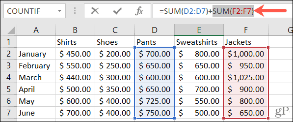 Select part of formula