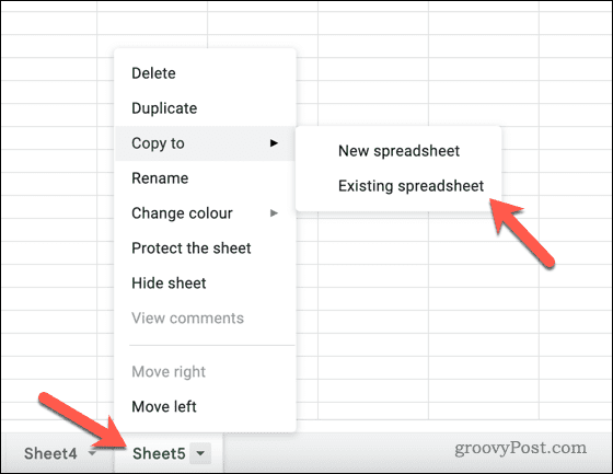Google Slides copy to existing spreadsheet