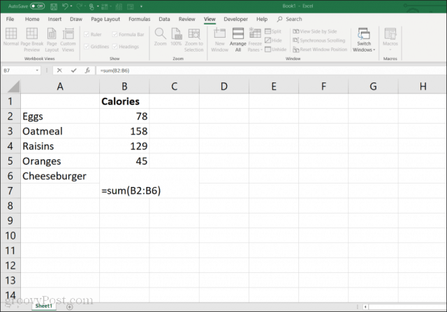 Using the SUM function in Excel