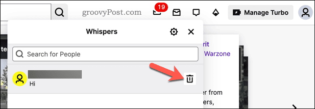Deleting a Twitch whisper
