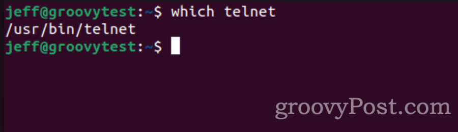 Using which telnet to see if installed