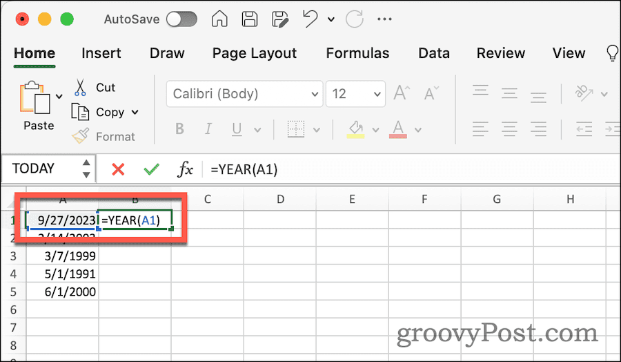 Using YEAR Function to Extract Year from a Date in Excel