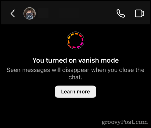 Vanish Mode Enabled