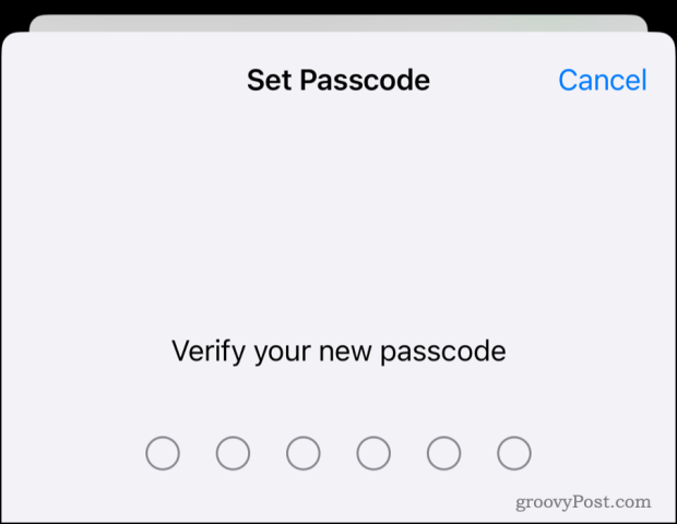 Verify new passcode